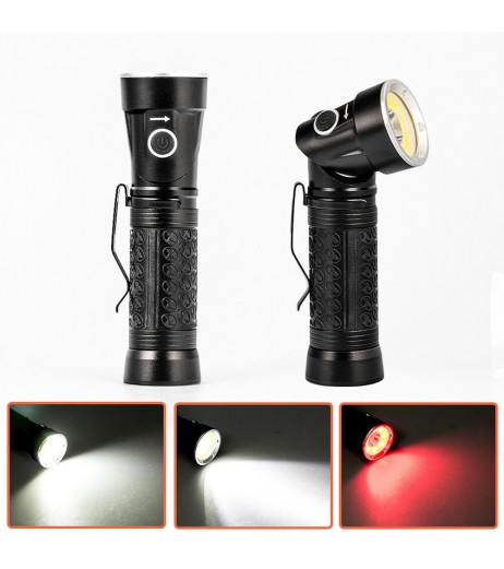 Rechargeable LED Flashlight T6 COB Fold 90 Degree Multifunction Torch Work Light Magnet Inspection Lamp