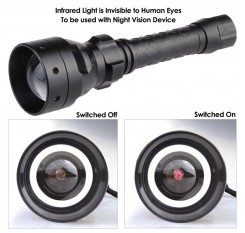 Zoomable 850nm 10W T50 IR Infrared Night Vision Flashlight Hunting Torch Waterproof 18650
