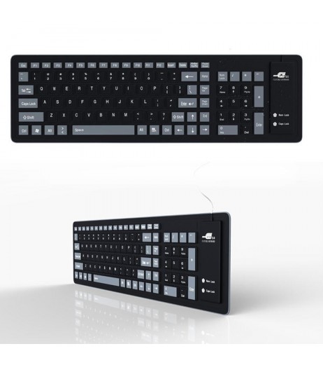 Keyboard with Usb Cable Foldable Silicone Keyboard USB Wired Silicone Flexible Soft Waterproof Roll Up Silica Gel