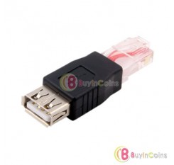 USB A Female to Ethernet RJ45 Adapter Connector