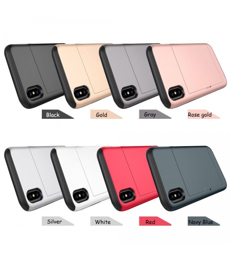 For iPhone X/XS Case Card Holder Slot Armor Detachable Shockproof Slim Cover