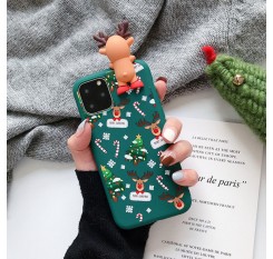 Merry Christmas Couples Phone Case For iPhone 11 Pro Cartoon Snowman & deer Soft Back Cover Cases