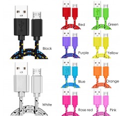 Micro USB Cable 1m 2m 3m Nylon Braided Fast Charging Cable USB Charger Cord For Huawei Xiaomi Samsung