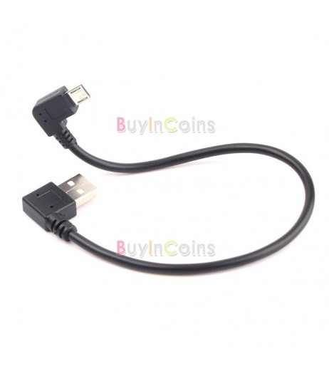 USB 2.0 A Male Left Angle 90°Degrees to Micro Left Angle M Cable Data Cord