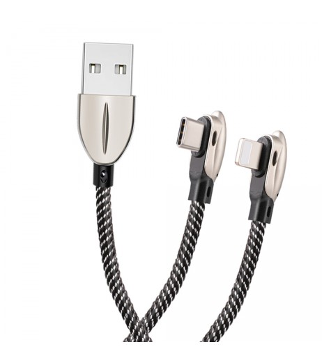 90 Angle 3A Fast Charge cable Type C Clble Lightning cable for Samsung  Xiaomi Huawei One Plus iPhone