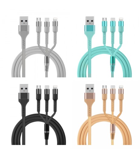 3in1 USB Cable 8Pin Micro USB Type C Charger Cable for iPhone X Samsung S9 Charging Cable Micro USB Charger Cord Charging Wire