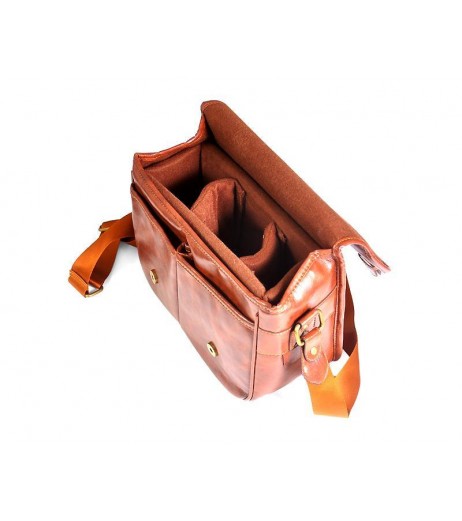 Retro PU Leather DSLR Camera Shoulder Bag - Brown