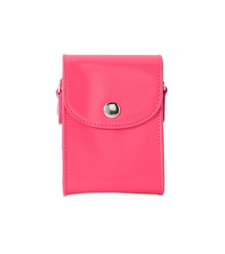 Simple PU Leather Shoulder Bag for Mirrorless Camera - Magenta
