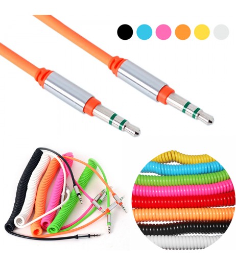 3.5 mm Car AUX Auxiliary Coiled Stereo Audio Cable Cord Stereo Audio Cable for PC Phone Male To Male