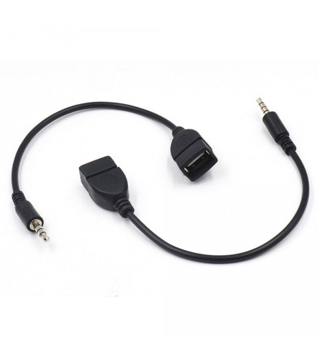 Black 3.5mm Male Audio AUX to USB Type A Female OTG Converter Adapter Cable For Car US